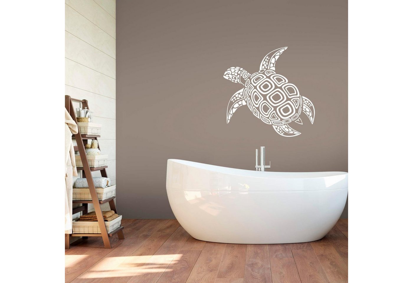 Wall-Art Wandtattoo Badezimmer Schildkröte, selbstklebend, entfernbar von Wall-Art