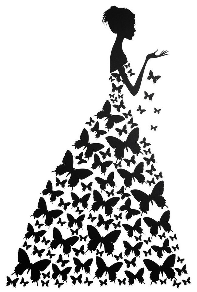 Wall-Art Wandtattoo Prinzessin Schmetterlingsfrau, selbstklebend, entfernbar von Wall-Art