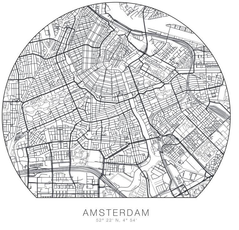 Wall-Art Wandtattoo Stadtplan Amsterdam Tapete (1 St), selbstklebend, entfernbar von Wall-Art