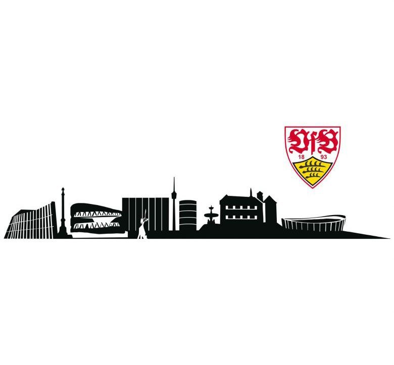 Wall-Art Wandtattoo VfB Stuttgart Skyline mit Logo (1 St), selbstklebend, entfernbar von Wall-Art