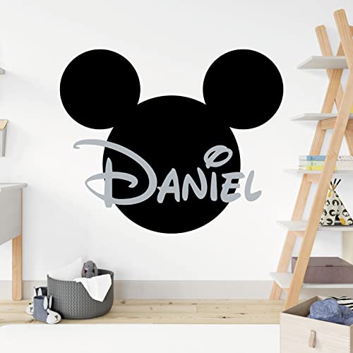 Mickey Mouse Silhouette Personalisierter Name – Disney Aufkleber Wandaufkleber [Schwarz] von Wall Designer