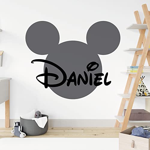 Mickey Mouse Silhouette Personalisierter Name - Disney Aufkleber Wandtattoo [Dunkelgrau] von Wall Designer