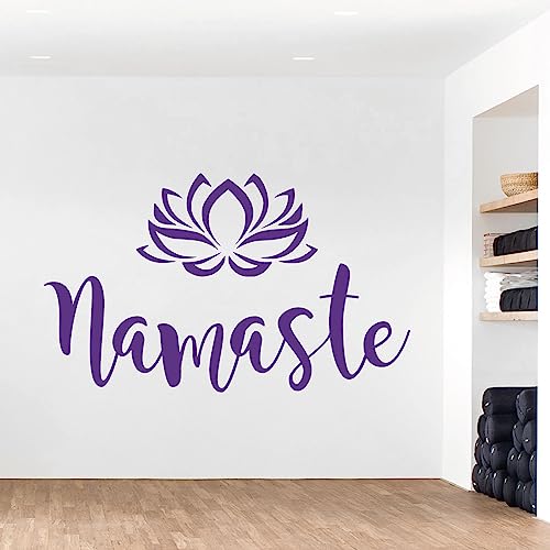 Namaste Wandtattoo Lotusblüte Meditation Yoga (lila) von Wall Designer