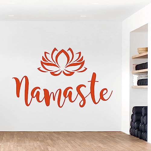 Namaste Wandtattoo Lotusblüte Meditation Yoga Orange von Wall Designer