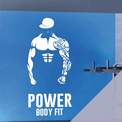 Power Body Fit Bodybuilder Fitness Training Silhouette – Gym Decal Wandaufkleber [Hellgrau] von Wall Designer