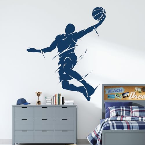 Wandaufkleber, Motiv: Basketballspieler Jumping – NBA Game Sports [Ultramarin] von Wall Designer