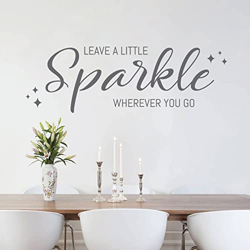 Wandaufkleber mit Zitat Leave a Little Sparkle Where Ever You Go, dunkelgrau, Medium (580 x 190mm) von Wall Designer