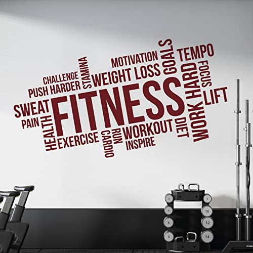 Wandsticker für Fitnessstudio, Fitness, Training, Cardio, Fokus, Ziele, Motivationszitat [Burgunderrot] von Wall Designer