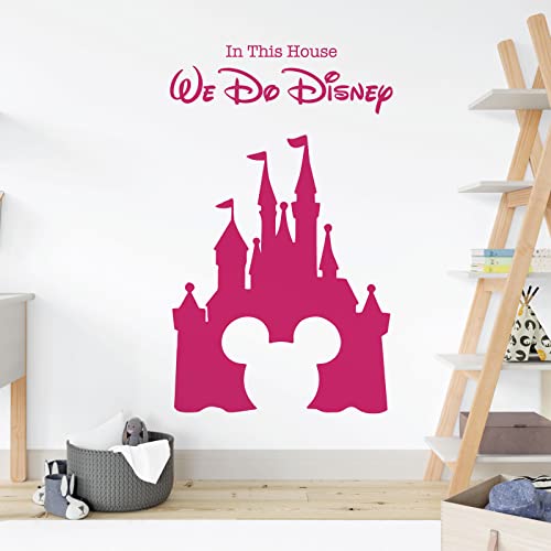Wandsticker für Kinderzimmer, Disney-Motiv, Motiv "We Do Disney", Schloss und Micky Maus, Magenta von Wall Designer