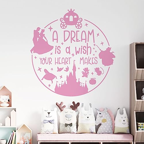 Wandtattoo, Motiv "A Dream is a Wish Your Heart Makes - Disney Cinderella Story", Pink von Wall Designer