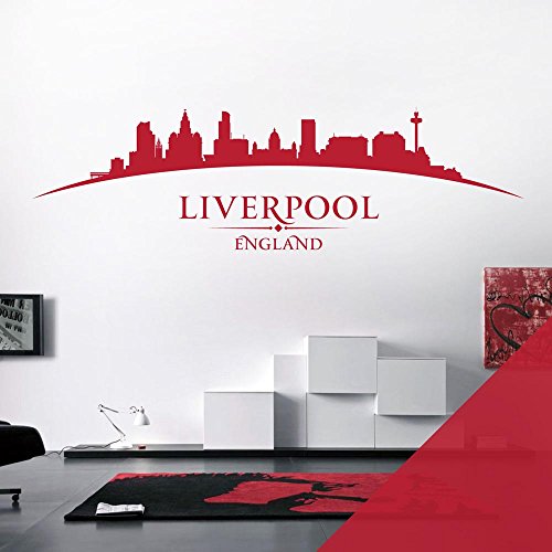 Liverpool England City Skyline – Dom, Royal Leber, St. Johns Beacon – Wandtattoo für Schlafzimmer / Wohnzimmer Large (1200mm wide) cherry von Wall Designer
