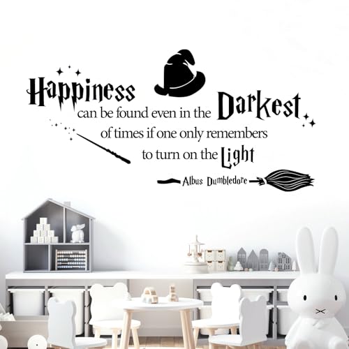 Wandtattoo / Wandaufkleber mit Zitat "Happiness can be Found Even in the Darkest of Times", Schwarz von Wall Designer
