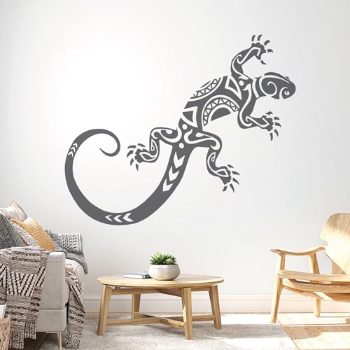 Wandtattoo Gecko Lizard Tribal Design - Dunkelgrau von Wall Designer