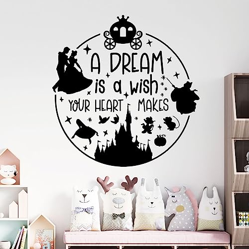 Wandtattoo mit Aufschrift "A Dream is a Wish Your Heart Makes", Disney Cinderella Story [XL] [Schwarz] von Wall Designer