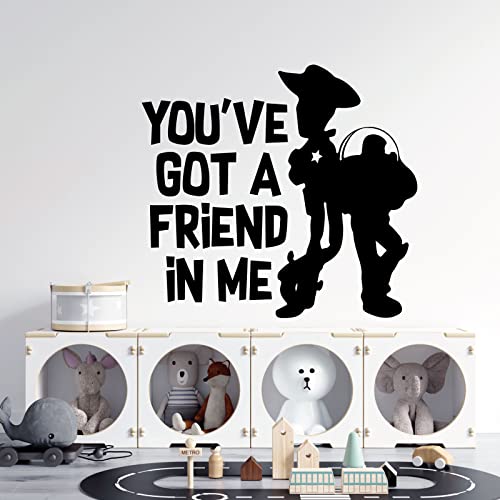 Woody and Buzz Wandaufkleber mit Aufschrift "You've Got a Friend in Me", inspiriert von Disney Toy Story, Schwarz von Wall Designer