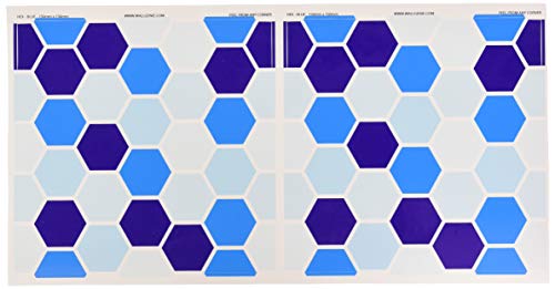 Wall Genie Fliesenaufkleber, selbstklebend, Vinyl, 150 x 150 mm, sechseckig, Blau, 30 Stück von Wall Genie