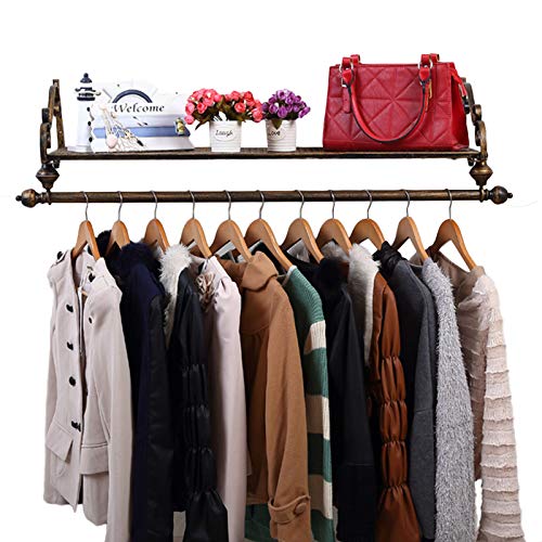 Wall rack Schwarze schmiedeeiserne Wandbehangstange Kleiderständer Regal, Regale für Bekleidungsgeschäfte Einzelhandel Kleiderständer Schuhbeutel Aufbewahrungsregal Garderobe von Wall rack