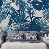 Blaue Guzmania Blumen Wallpaper | Selbst Klebende Tapete, Abnehmbare Temporäre Tapete #710 von Wall2Stick