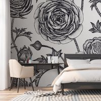 Blühende Frühlingsblumen Wallpaper | Selbstklebende Tapete, Abnehmbare Temporäre Tapete #715 von Wall2Stick