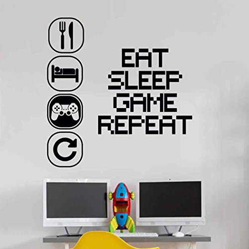 Eat Sleep Play Kinderzimmer Wandaufkleber Mural Vinyl Decal Kindergarten Kinder Gamer Kunst Teenager Video Spiel Wandbild von Wall4stickers