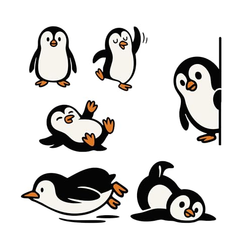Cartoon Pinguin Aufkleber - Entzückende wasserdichte Vinyl-Aufkleber in verspielten Posen für Laptops, Wasserflaschen, Tagebücher und mehr, 6 Stück Cartoon Pinguin Aufkleber - Entzückende wasserdichte Vinyl-Aufkleber in verspielten Posen für Laptops, Wasserflaschen, Tagebücher und mehr, 6 Stück von Wall4stickers