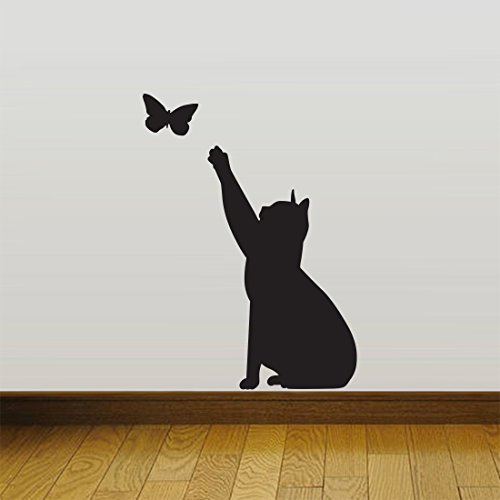 Cat Catching butterfly home Vinyl Wandaufkleber Decor Aufkleber Mural KItchen Pet von Wall4stickers