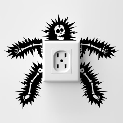 Dekorativer Totenkopf-Aufkleber – gruseliger Wandaufkleber für Kinder und Erwachsene, Vinyl-Kunst für Lichtschalter oder Steckdose, lustige Halloween-oder ganzjährige Heimdekoration von Wall4stickers