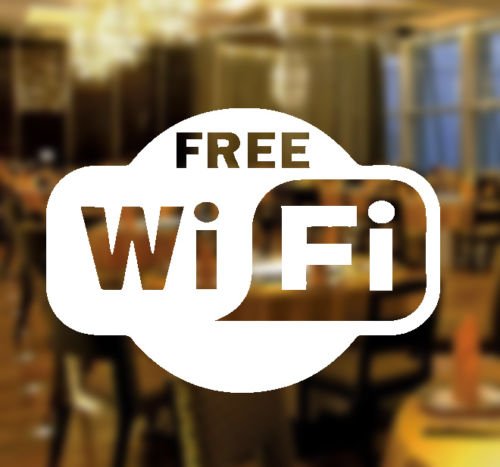 Free WIFI Window Sign Vinyl Sticker Graphics Cafe Shop Salon Bar Restaurant by Wall4stickers von Wall4stickers