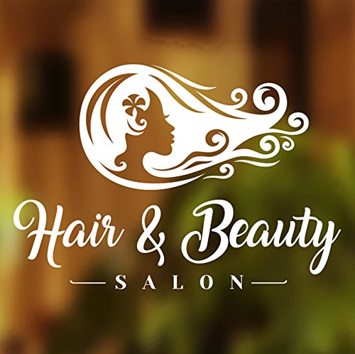 Hair and Beauty Salon Haar Schönheit Salon Shop Vinyl Aufkleber Zeichen Frauen Friseur Fenster Schriftzug Dekoration Schönheit Mädchen Langes Haar Scheren Kämme Salon Wandtattoos Vinyl von Wall4stickers