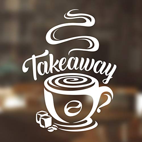 Kaffeeschild Café Fensteraufkleber Küche Schild Wand Kunst Tasse Dekor Vinyl Aufkleber Vintage Poster Büro Shop Plakette Zubehör Glas Retro Transfer Take Away Schriftzug Take Away Restaurant von Wall4stickers