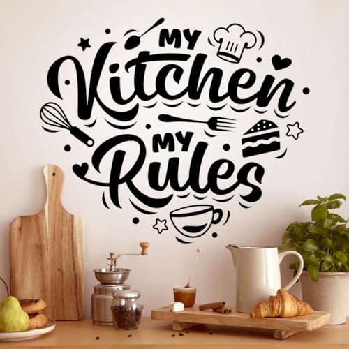 Kitchen Wall Sticker My Kitchen My Rules - Eleganter Vinyl-Aufkleber für Küchendekoration, einfach anzubringen, perfekt für moderne Küchen, Esszimmer, Cafés und Restaurants von Wall4stickers