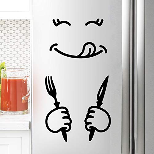 Lächeln Wandtattoo Kühlschrank Aufkleber lustige Vinyl Wand Aufkleber Dekor Aufkleber Wandbild Küche Gabel Messer Restaurant Bar Pub Essen von Wall4stickers