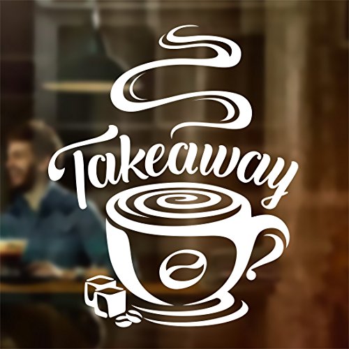 Wall4Stickers® Kaffee-Takeaway-Tasse Cafe Shop Vinyl-Aufkleber Fenster Beschriftung Wand Kunst Zeichen Dekor von Wall4stickers