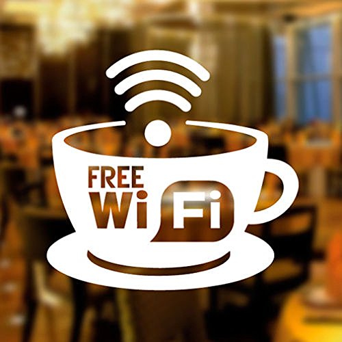 Free Wifi Tasse Fensteraufkleber Vinyl Aufkleber Grafik Cafe Geschäft Salon Bar Restaurant Frei W-lan von Wall4stickers