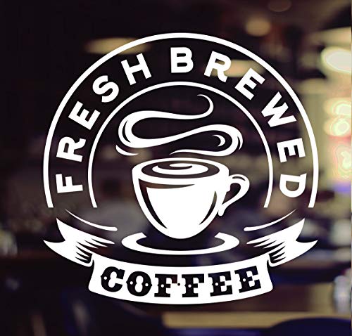 Wall4Stickers Fresh Brewed Coffee Takeaway Cup Fenster Zeichen Vinyl Aufkleber Grafik Cafe Shop Salon Bar Restaurant Schriftzug Glas Aufkleber von Wall4stickers