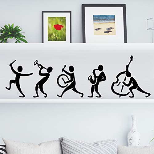 Wall4Stickers Musik Band Wandtattoo Küche Wand Tee Vintage Aufkleber Vinyl Aufkleber Kunst Restaurant Pub Decor Gitarre Wandbild Dekoration Instrumente Trommel Fluite Saxophon von Wall4stickers