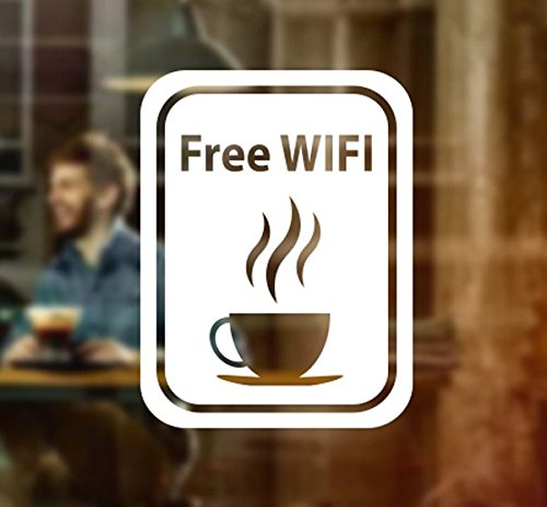 Wall4stickers Vinyl-Aufkleber mit Aufschrift "Free Wifi Cup", für Café, Shop, Salon, Bar, Restaurant von Wall4stickers