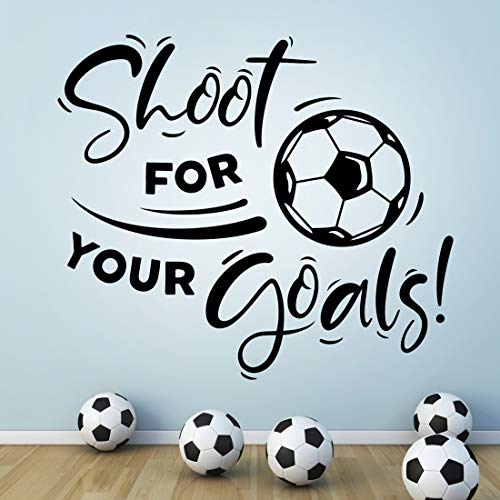 Wandsticker für Jungen mit Fußball-Motiv "Shoot for Your Goals", für Wohnzimmer, Wandbild, Aufkleber, Poster, Vinyl, für Kinder, Küche, Dekoration, Kunst, Zubehör, Wände, Jugendzimmer von Wall4stickers