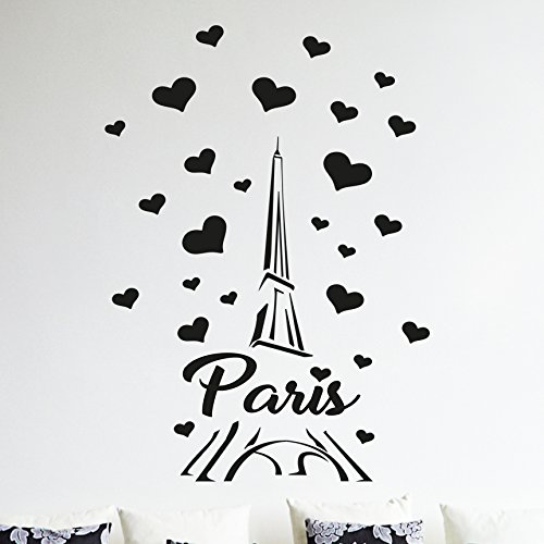 Wandtattoo, Design: Paris Frankreich Eiffelturm Love, Wandaufkleber, Deko, Vinyl-Aufkleber Wandbild von Wall4stickers