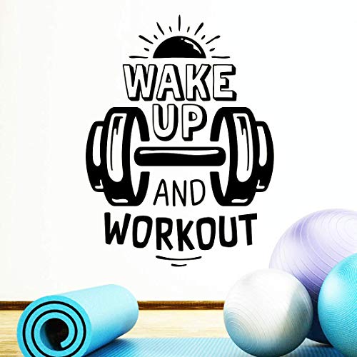 Wandtattoo/Wandaufkleber, Motiv: Wake Up Workout, für Fitness, Boxen, Zuhause, Fitnessstudio, Motivationsposter, Zitat, Vinyl, Wandaufkleber, für Fitnessstudio, Gewichte, Heimdekoration von Wall4stickers