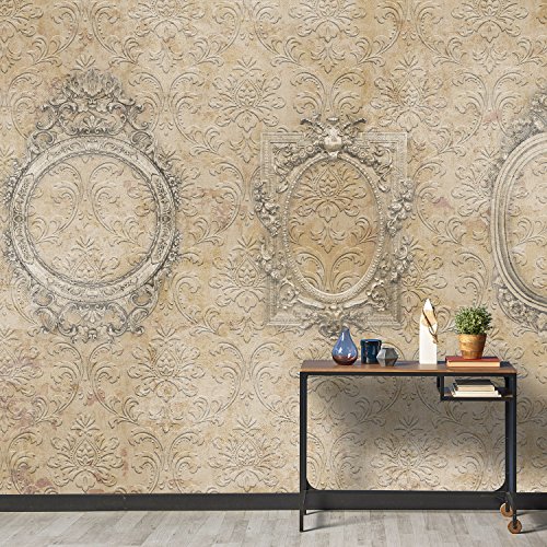 Wall81 AM-12-M Tapeten, TNT Textilfasern Zellulose, Taupe/Grau, M 399x300cm, 11 von Wall81