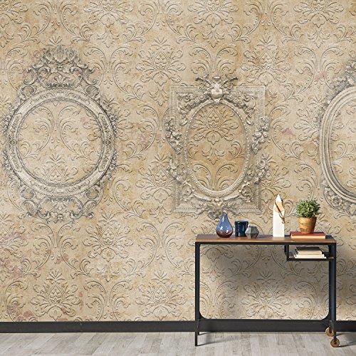 Wall81 fresco' S Frames Tapete, Zellstoff und Textilien Umweltfreundlich, Beige, Größe s-cm 285 x 300 H von Wall81