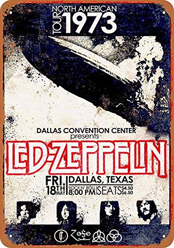 WallAdorn 8 x 12 Led Zeppelin in Dallas Eisen Poster Malerei Blechschild Vintage Wall Decor für Cafe Bar Pub Home von WallAdorn