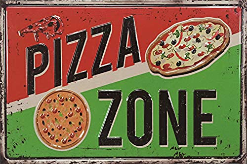 WallAdorn Pizza Zone Eisen Poster Malerei Blechschild Vintage Wanddekoration für Cafe Bar Pub Home von WallAdorn