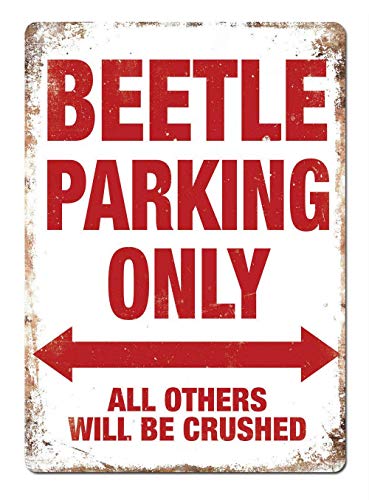 WallAdorn Wandschild Beetle Parking Only, Blechschild, Vintage-Wanddekoration, für Café, Bar, Kneipe, Zuhause, 20,3 x 30,5 cm von WallAdorn