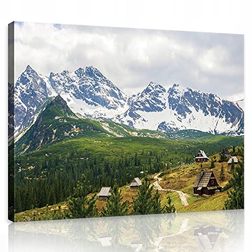 Bilder Berge Alpen Natur Modern Schlafzimmer Wohnzimmer Leinwandbilder Wandbild Kunstdruck Wandbilder Wand Bild auf Leinwand UV-Beständig Aufhängefertig (PP10507, O4 (60 x 40 cm)) von WallArena