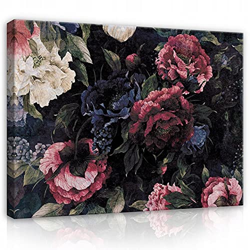 Bilder Blumen Pfingstrosen Modern Schlafzimmer Leinwandbilder Wandbild Kunstdruck Wandbilder Wand Bild auf Leinwand UV-Beständig Aufhängefertig (PP13534, O6 (80 x 60 cm)) von WallArena