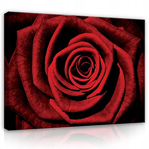 Bilder Blumen rot Rosen Modern Schlafzimmer Leinwandbilder Wandbild Kunstdruck Wandbilder Wand Bild auf Leinwand UV-Beständig Aufhängefertig (PP13487, O1 (100 x 75 cm)) von WallArena