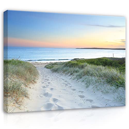 Bilder Strand Meer Ostsee Dünen Natur 100x75 cm - Leinwandbild Modern Canvas Groß XXL Schlafzimmer Wohnzimmer Wandbild Kunstdruck Wandbilder Wand Bild auf Leinwand Aufhängefertig von WallArena