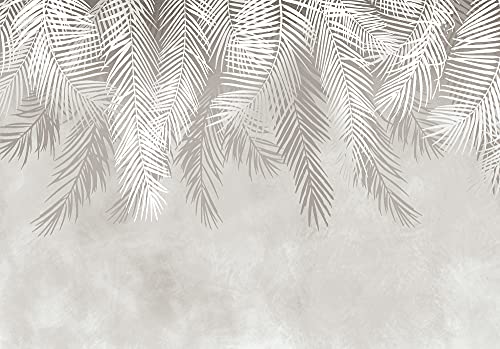 Fototapete Blätter Palmenblätter creme Dschungel Tropische Wohnzimmer Schlafzimmer Vlies Tapete Latexdruck UV-Beständig Geruchsfrei Hohe Auflösung Montagefertig (13934, V10 (368x280 cm) 4 Bahnen) von WallArena